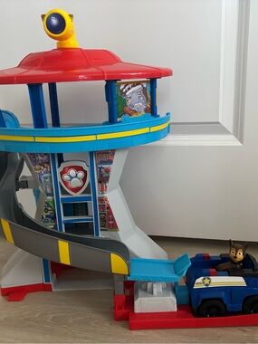 Paw Patrol Rescue Tower Playset with Red Roof and Blue Accents